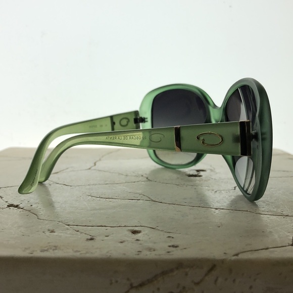 Oscar DeLa Renta Big Round Green Frame Thick Arm With Gold Emblem Green Tint - Picture 6 of 7